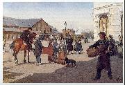 Erik Henningsen farmers in the capital oil painting